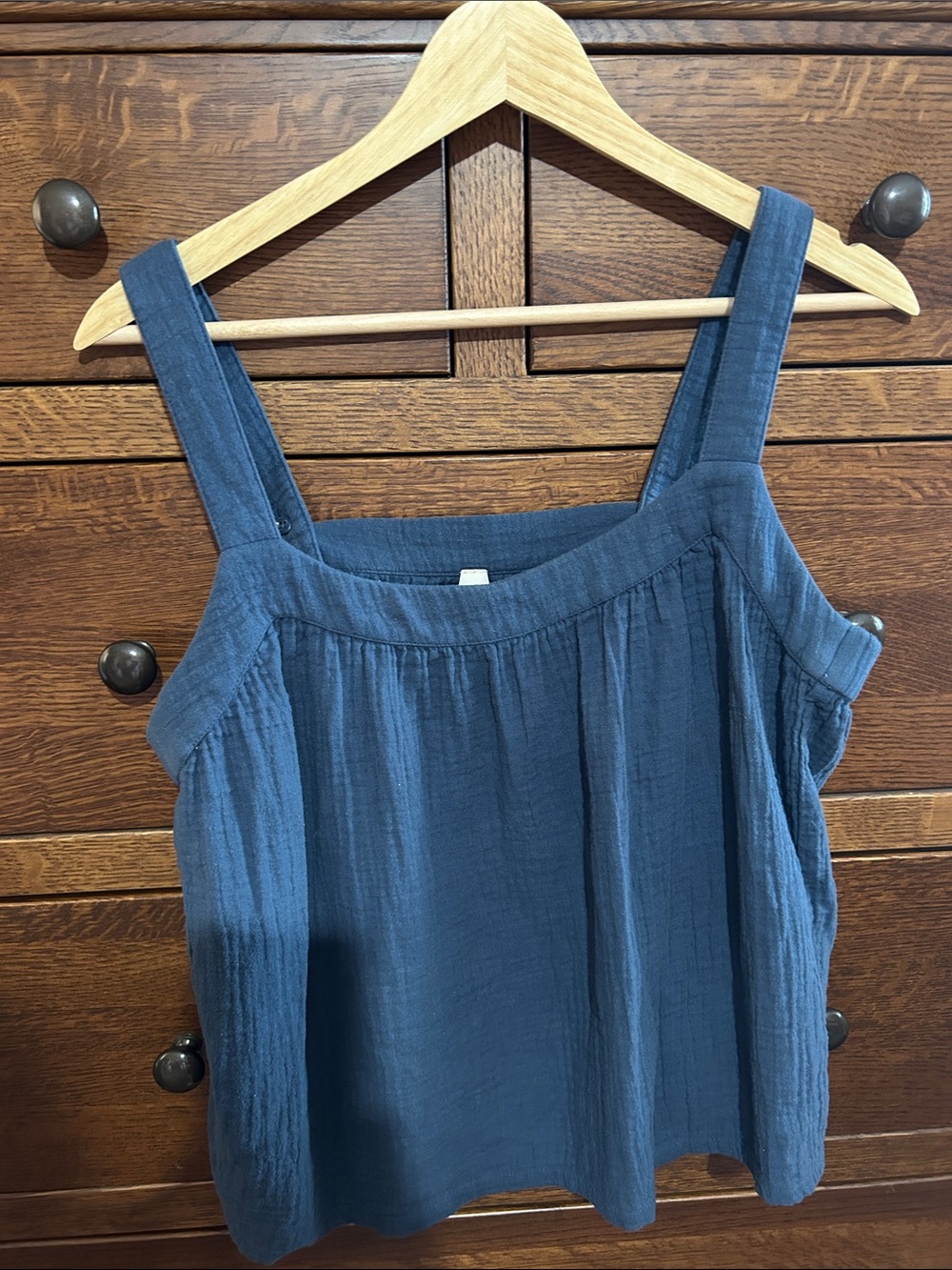 Pact Deep Blue Cotton Gauze Tank Top
